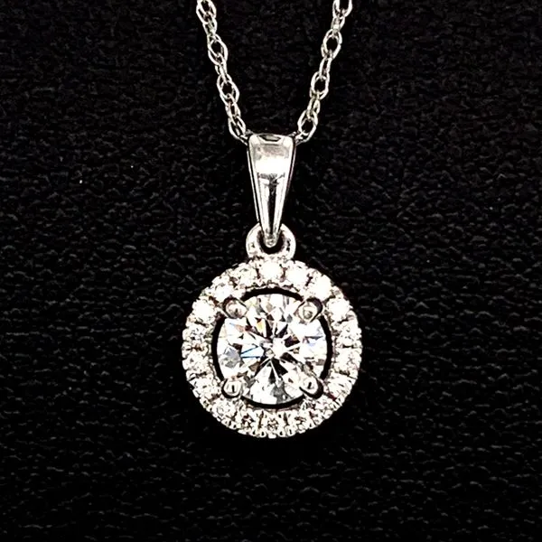 Hearts And Arrows Diamond Halo Pendant Geralds Jewelry Oak Harbor, WA