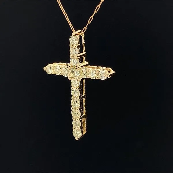 Yellow Gold And Diamond Cross Pendant Image 2 Geralds Jewelry Oak Harbor, WA