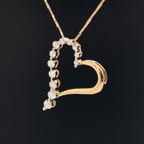 Diamond and Yellow Gold Heart Pendant Image 2 Geralds Jewelry Oak Harbor, WA