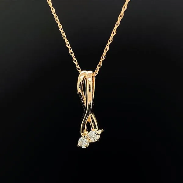 Yellow Gold 2-Stone Diamond Pendant Image 2 Geralds Jewelry Oak Harbor, WA