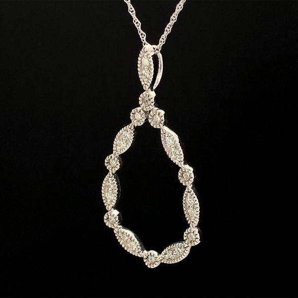 Pear Shape Fleur Diamond Pendant, White Gold Image 2 Geralds Jewelry Oak Harbor, WA
