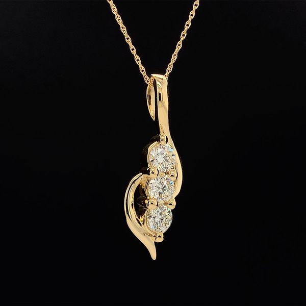 .96cttw Hearts and Arrows Diamond Three Stone Pendant in Yellow Gold Image 3 Geralds Jewelry Oak Harbor, WA