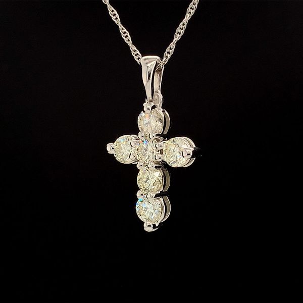 14K White Gold Diamond Cross Pendant Image 2 Geralds Jewelry Oak Harbor, WA
