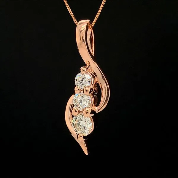 .99cttw Hearts and Arrows Diamond Three Stone Pendant in Rose Gold Image 2 Geralds Jewelry Oak Harbor, WA
