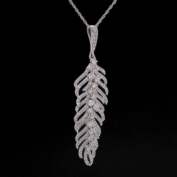Diamond Feather Pendant Image 2 Geralds Jewelry Oak Harbor, WA