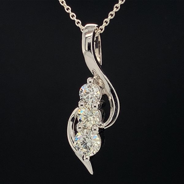 Hearts and Arrows Diamond Three Stone Pendant, 1.00ct Total Diamond Weight Image 2 Geralds Jewelry Oak Harbor, WA