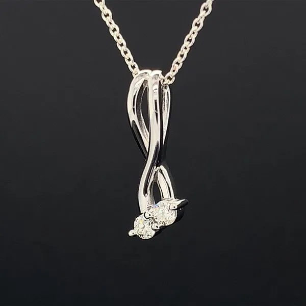 White Gold 2-Stone Diamond Twist Pendant Image 2 Geralds Jewelry Oak Harbor, WA