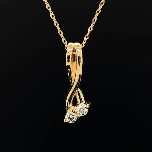 Yellow Gold 2-Stone Diamond Twist Pendant Geralds Jewelry Oak Harbor, WA