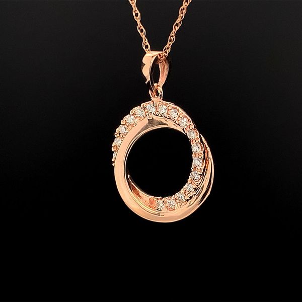 Diamond and Rose Gold Interlocking Circles Pendant Image 2 Geralds Jewelry Oak Harbor, WA