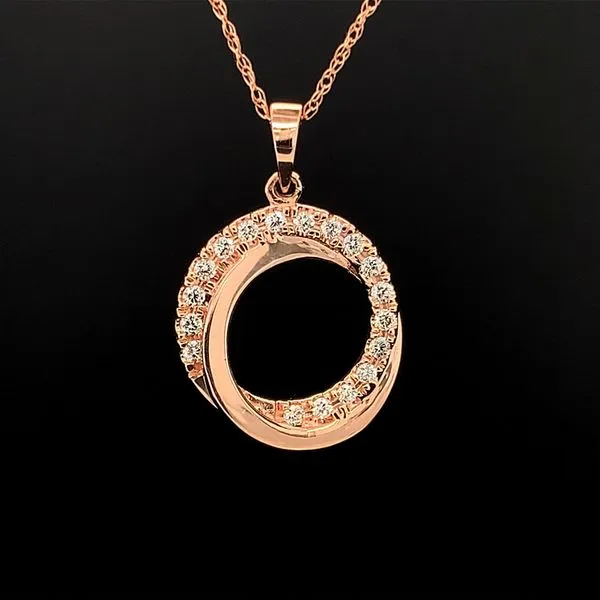 Diamond and Rose Gold Interlocking Circles Pendant Geralds Jewelry Oak Harbor, WA