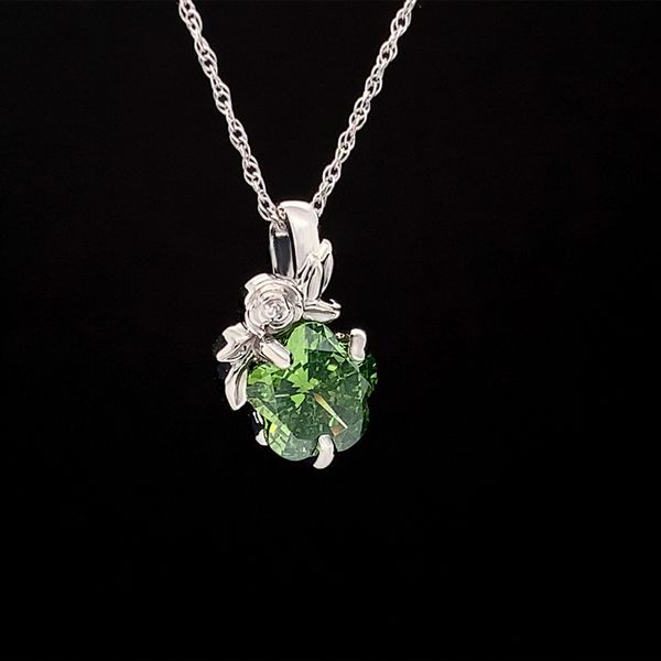 Fancy Enhanced Apple Green Color Flower Cut Diamond Pendant Image 2 Geralds Jewelry Oak Harbor, WA