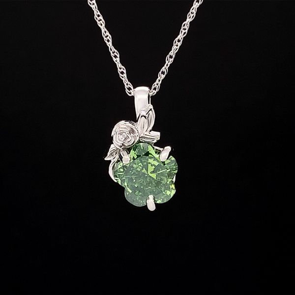 Fancy Enhanced Apple Green Color Flower Cut Diamond Pendant Geralds Jewelry Oak Harbor, WA