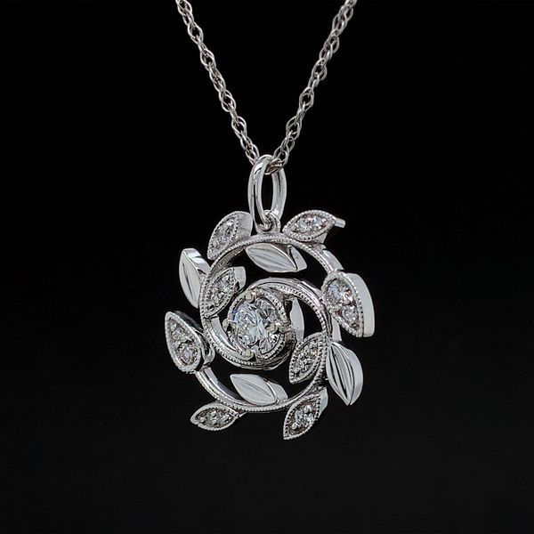 Custom Scroll and Diamond Pendant in White Gold Image 2 Geralds Jewelry Oak Harbor, WA