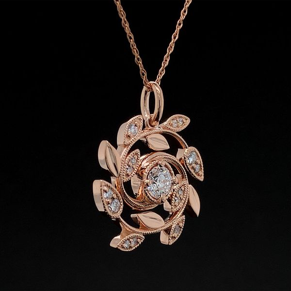 Custom Scroll and Diamond Pendant in Rose Gold Image 3 Geralds Jewelry Oak Harbor, WA