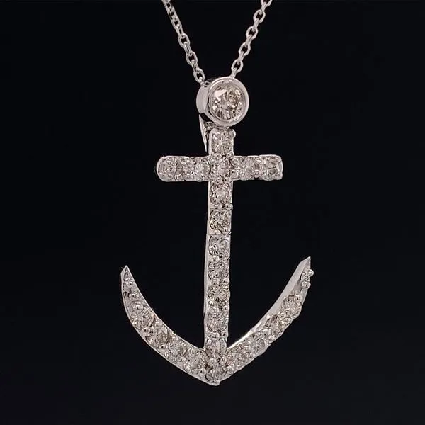 Diamond Anchor Pendant Image 2 Geralds Jewelry Oak Harbor, WA
