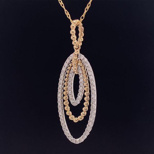 Two Tone Multi-Oval Diamond Pendant Image 2 Geralds Jewelry Oak Harbor, WA