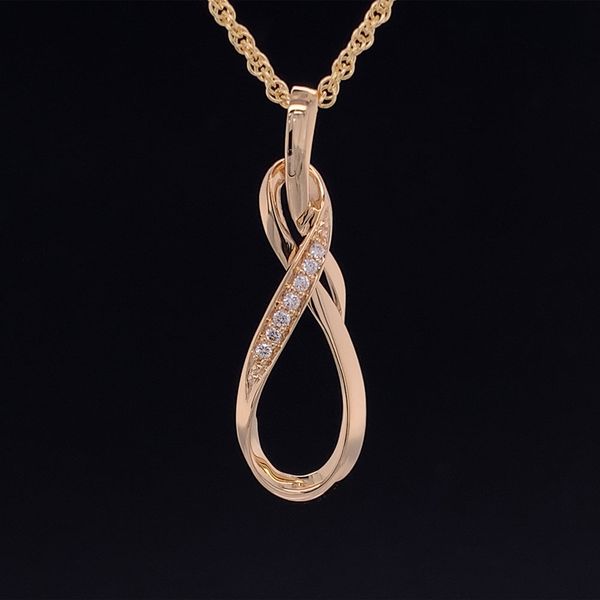 Yellow Gold Infinity Inspired Diamond Pendant Image 2 Geralds Jewelry Oak Harbor, WA