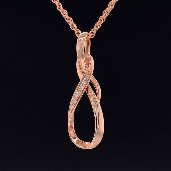 Rose Gold Infinity Inspired Diamond Pendant Image 2 Geralds Jewelry Oak Harbor, WA