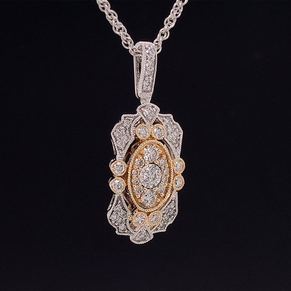 Two Tone Vintage Style Diamond Pendant Image 3 Geralds Jewelry Oak Harbor, WA