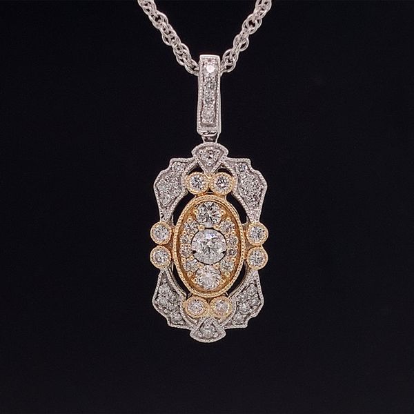 Two Tone Vintage Style Diamond Pendant Geralds Jewelry Oak Harbor, WA