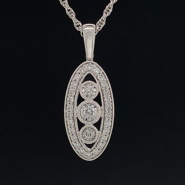 Vintage Style Three Stone Diamond Pendant Geralds Jewelry Oak Harbor, WA