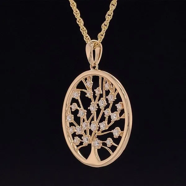Yellow Gold Diamond Tree Penadant Image 2 Geralds Jewelry Oak Harbor, WA