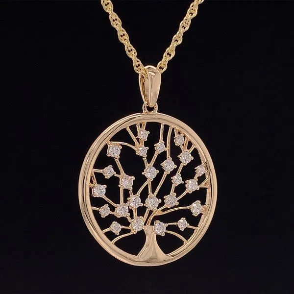Yellow Gold Diamond Tree Penadant Image 3 Geralds Jewelry Oak Harbor, WA