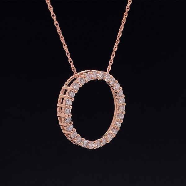 Rose Gold Diamond Circle Pendant Image 3 Geralds Jewelry Oak Harbor, WA