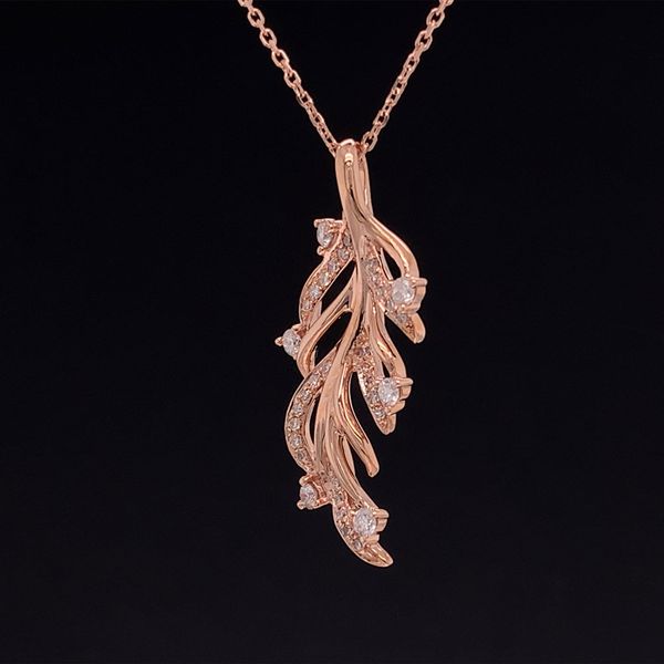 Rose Gold Diamond Accented Leaf Pendant Image 2 Geralds Jewelry Oak Harbor, WA