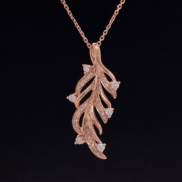 Rose Gold Diamond Accented Leaf Pendant Geralds Jewelry Oak Harbor, WA