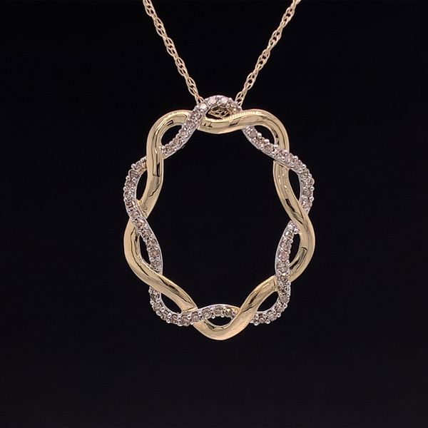 Two Tone Gold and Diamond Braided Oval Pendant Geralds Jewelry Oak Harbor, WA
