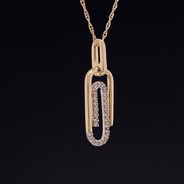 Yellow Gold and Diamond Paperclip Pendant Image 3 Geralds Jewelry Oak Harbor, WA