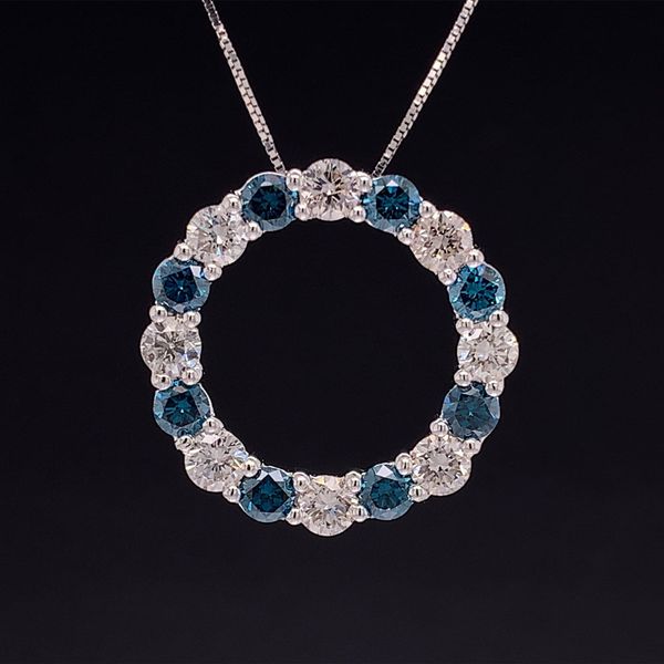 Blue And White Diamond Circle Pendant Geralds Jewelry Oak Harbor, WA