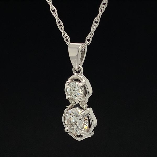 Two Stone Hearts And Arrows Cut Diamond Pendant in White Gold Image 2 Geralds Jewelry Oak Harbor, WA