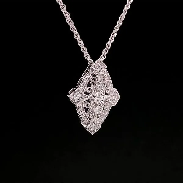 Vintage Inspired Diamond Slide Pendant Image 2 Geralds Jewelry Oak Harbor, WA