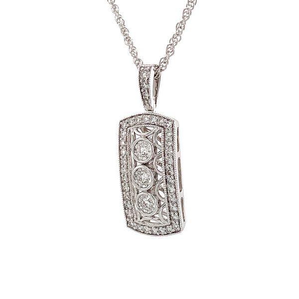 Vintage Style Framed Three Stone Diamond Pendant Image 5 Geralds Jewelry Oak Harbor, WA