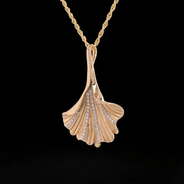 Gold And Diamond Fan Pendant Image 2 Geralds Jewelry Oak Harbor, WA