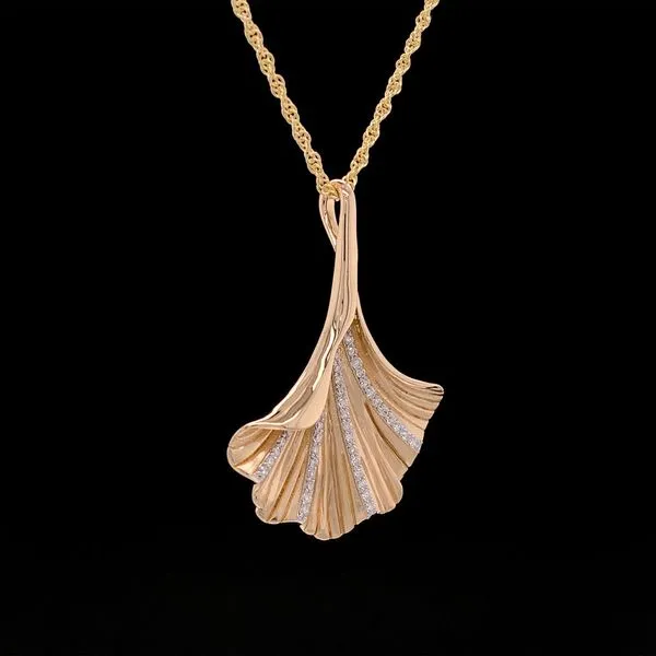 Gold And Diamond Fan Pendant Image 3 Geralds Jewelry Oak Harbor, WA
