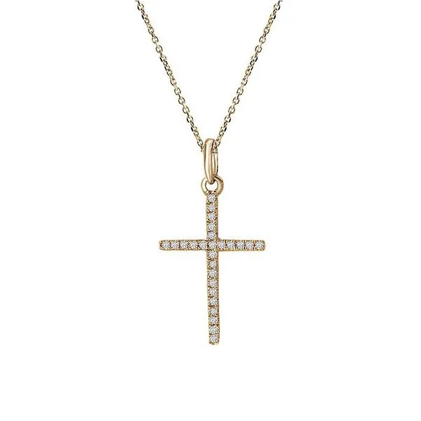 Yellow Gold Diamond Cross Fashion Necklace Image 3 Geralds Jewelry Oak Harbor, WA