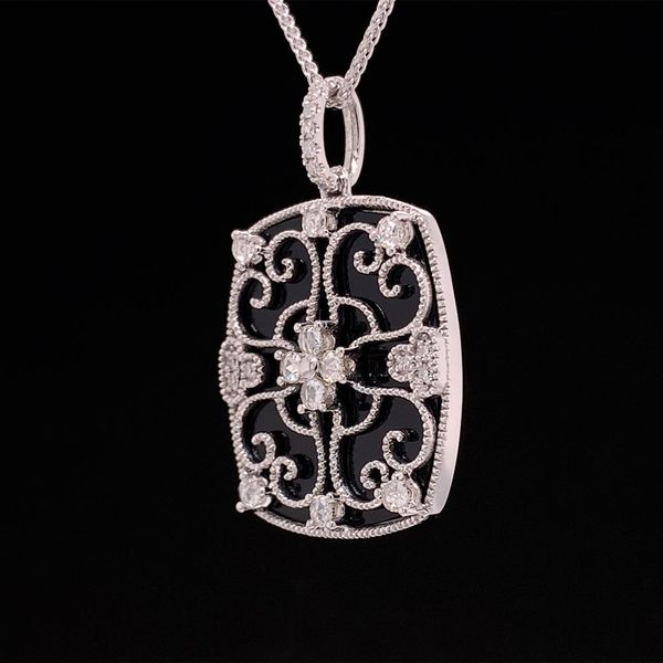 Vintage Inspired Diamond And Onyx Pendant Image 2 Geralds Jewelry Oak Harbor, WA