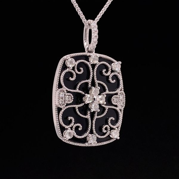 Vintage Inspired Diamond And Onyx Pendant Image 3 Geralds Jewelry Oak Harbor, WA