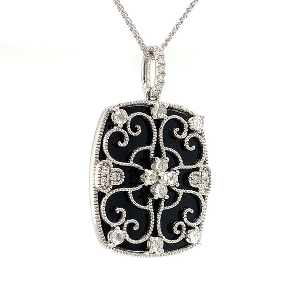 Vintage Inspired Diamond And Onyx Pendant Image 5 Geralds Jewelry Oak Harbor, WA