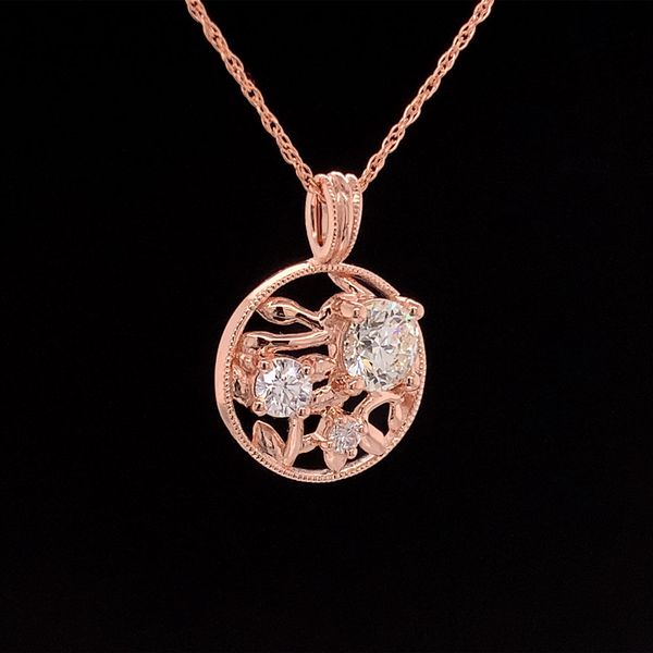 Olive Leaf Inspired Pendant With Natural Hearts & Arrows Cut Diamonds Image 2 Geralds Jewelry Oak Harbor, WA