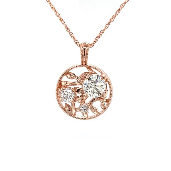 Olive Leaf Inspired Pendant With Natural Hearts & Arrows Cut Diamonds Image 4 Geralds Jewelry Oak Harbor, WA