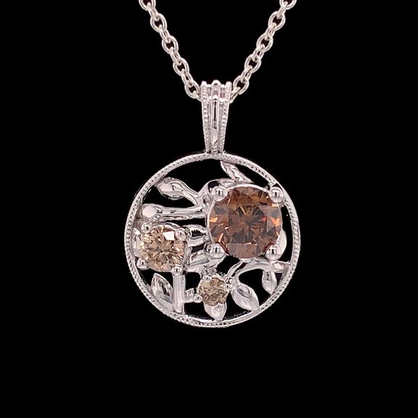 Olive Leaf Inspired Pendant With Natural Cognac And Champagne Diamonds Geralds Jewelry Oak Harbor, WA