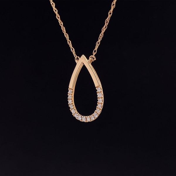 Yellow Gold and Diamond Tear Drop Station Necklace Image 2 Geralds Jewelry Oak Harbor, WA