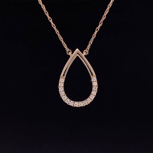 Yellow Gold and Diamond Tear Drop Station Necklace Geralds Jewelry Oak Harbor, WA
