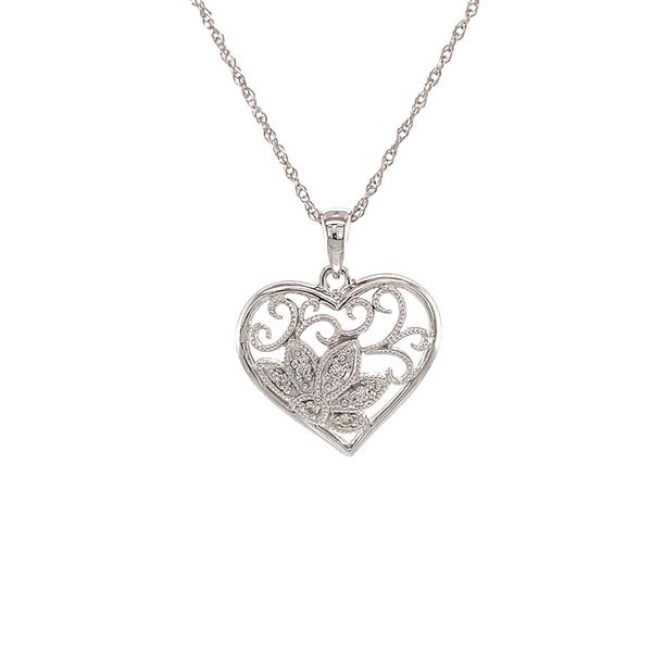 Petite Diamond Milgrain Heart Pendant Image 4 Geralds Jewelry Oak Harbor, WA