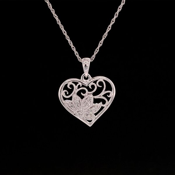 Petite Diamond Milgrain Heart Pendant Geralds Jewelry Oak Harbor, WA