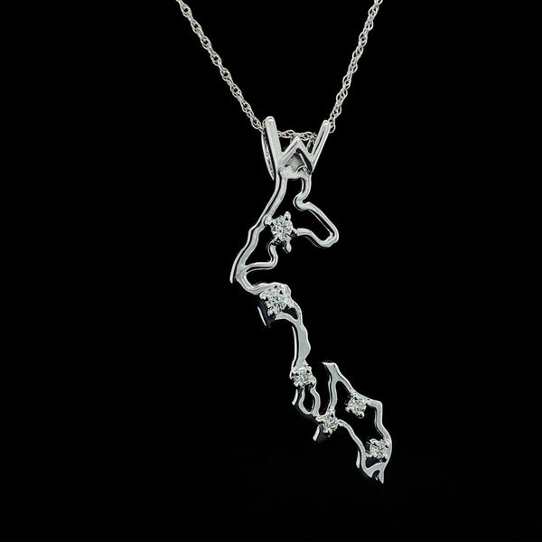 Custom Whidbey Island Outline Diamond Pendant Image 2 Geralds Jewelry Oak Harbor, WA